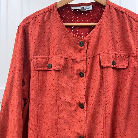 Samantha Grey Faux Suede Blazer Jacket Rust Buttons Pockets 16 - Picture 1 of 9